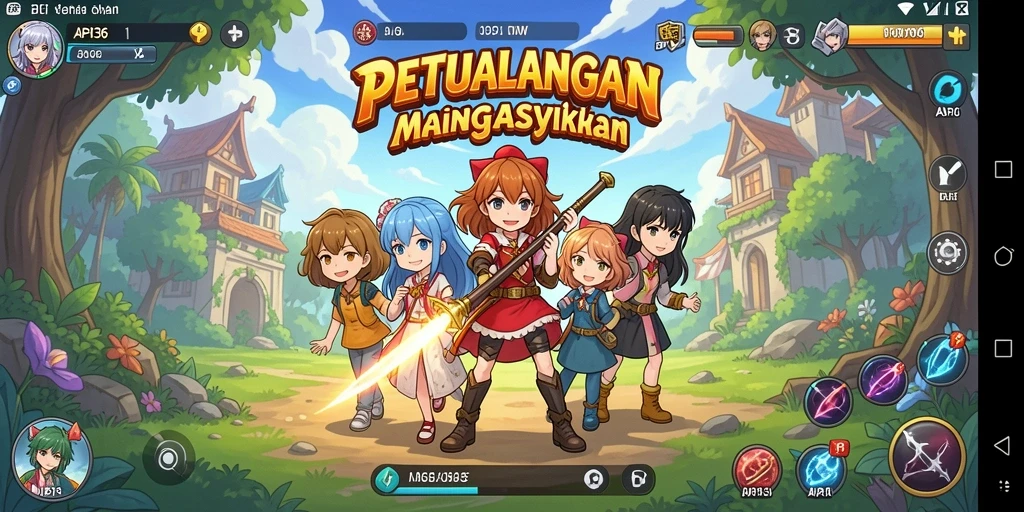 Tampilan gameplay API36 yang menampilkan karakter anime petualangan yang seru.