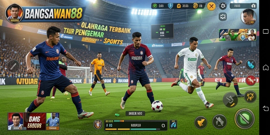 Screenshot gameplay BANGSAWAN88 menunjukkan aksi seru dalam permainan olahraga.