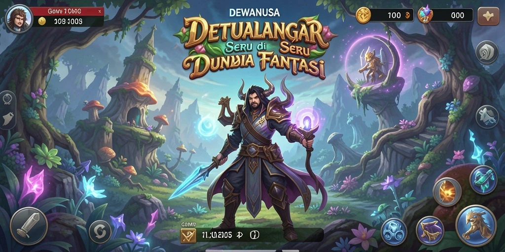 Tangkapan layar utama DEWANUSA menampilkan aksi seru dalam permainan petualangan.