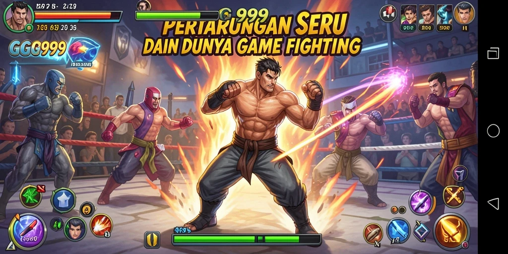 Screenshot GG999 menampilkan aksi pertarungan yang mendebarkan dan karakter yang kuat.