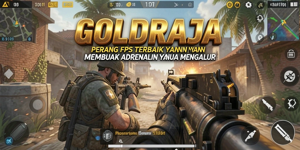 Screenshot gameplay GOLDRAJA menampilkan aksi intens pertempuran FPS.