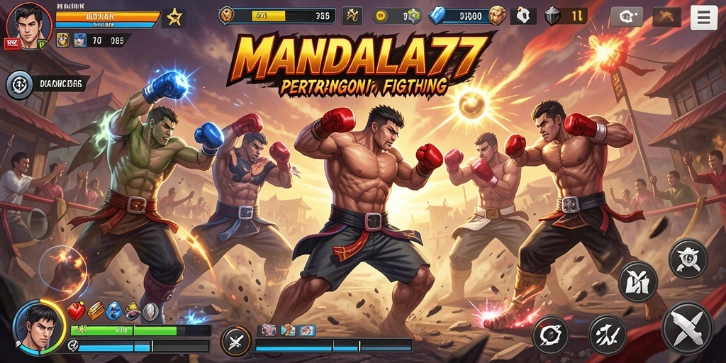 Tampilan pertarungan MANDALA77 yang penuh aksi dan grafis memukau.