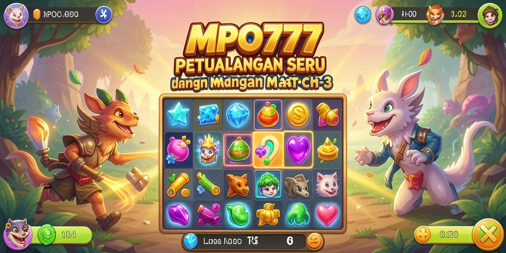 Screenshot MPO777 menunjukkan gameplay Match-3 yang menarik dan penuh tantangan.