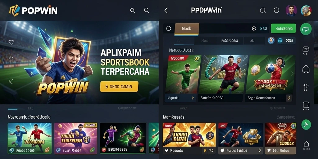Screenshot gameplay POPWIN menampilkan berbagai pilihan taruhan olahraga.