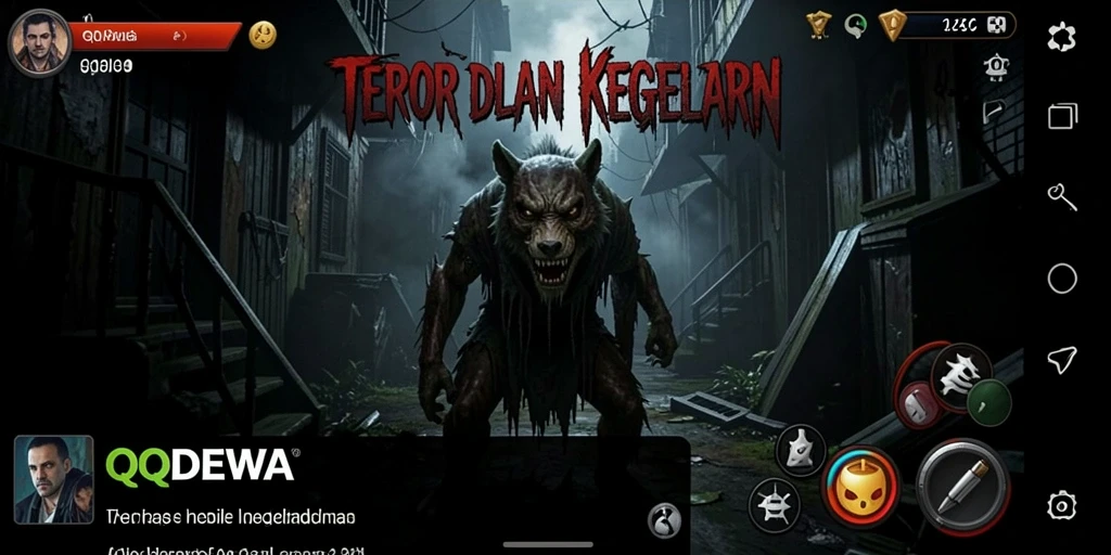 Screenshot menampilkan suasana menegangkan dari gameplay QQDEWA dengan kegelapan yang menyelimuti.