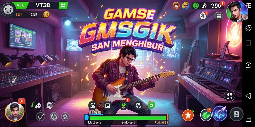 Screenshot gameplay VT38 menampilkan pengalaman seru bermain musik.