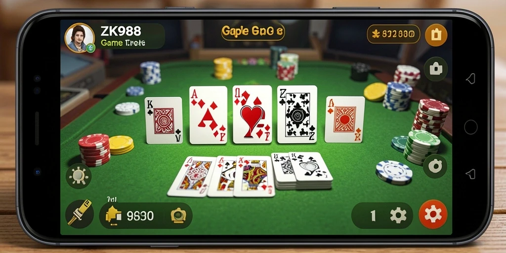 Tampilan gameplay seru dalam ZK988 saat bermain Gaple.